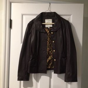 Purple fitted soft leather blazer